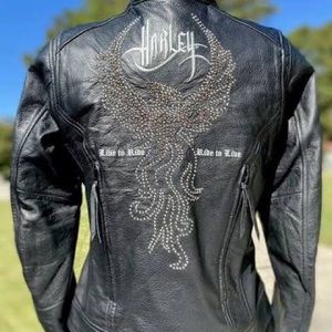 Harley Davidson Women’s Majestic Studded Eagle Leather Jacket Medium